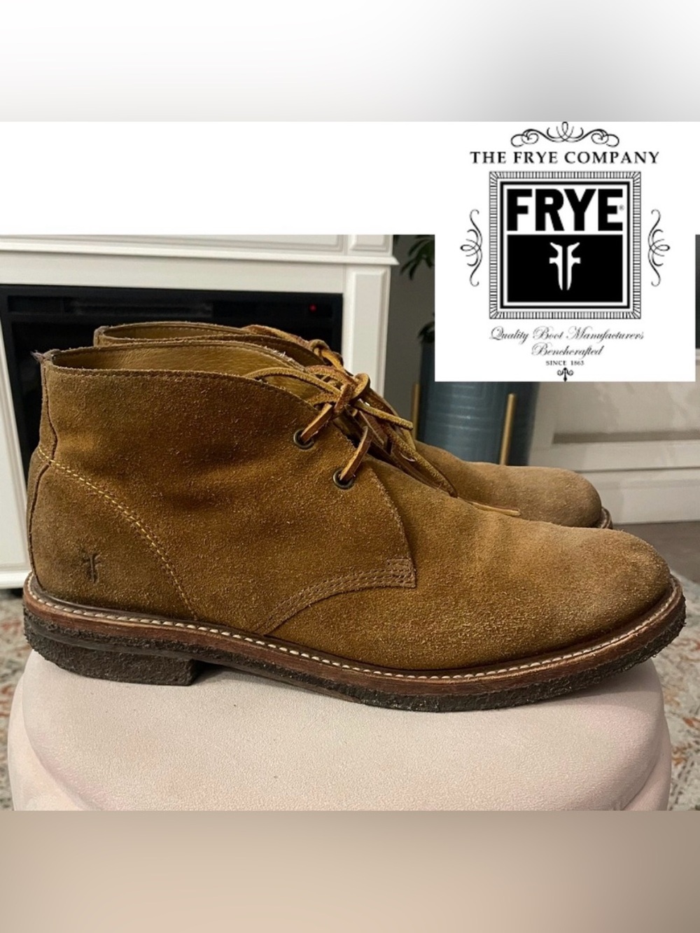 Frye Dakota Crepe Chukka Suede Tan Boots